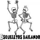 Esqueletos bailando. Dibujo infantil de Halloween