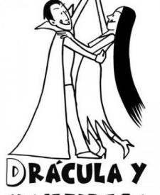 Dibujo de Drácula y vampiresa para colorear en Halloween
