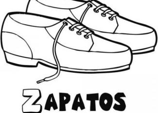 Dibujo para colorear de zapatos de cordones para los niños