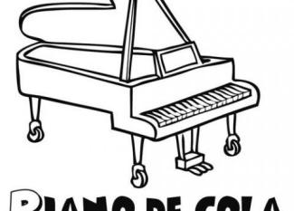 Dibujo de un piano de cola, instrumentos musicales para colorear