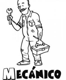 Dibujo de un mecánico para imprimir y pintar. Dibujos de profesiones
