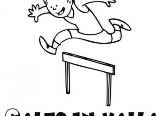 Dibujo de niño haciendo salto de vallas, imagen de deporte para pintar