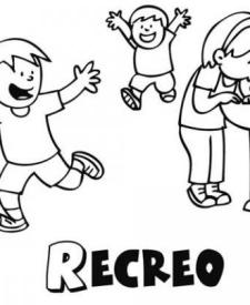 Dibujo gratis de niños en el recreo, imágenes del colegio para colorear