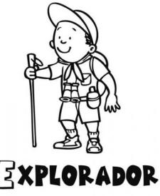 Dibujo de un explorador, imágenes infantiles de empleos