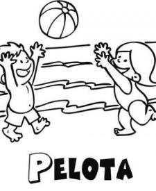 Niños con pelota. Dibujo para imprimir y colorear con los niños