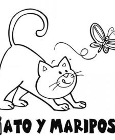 Gato persiguiendo a mariposa