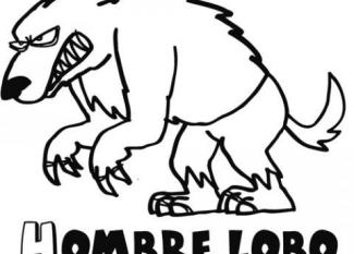 Dibujo para imprimir y pintar un hombre lobo. Dibujos de fantasía