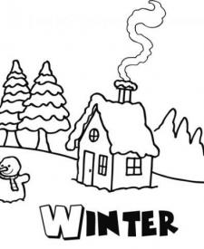 Dibujo de invierno para que los niños pinten en Navidad