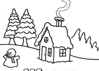 Dibujo de invierno para que los niños pinten en Navidad