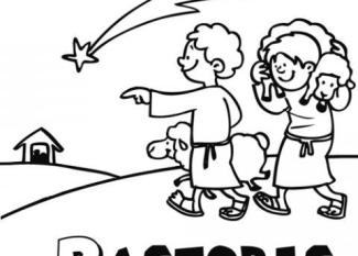 Dibujos para pintar de pastores llegando al portal de Belén