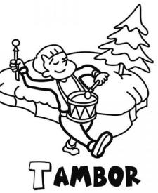 Dibujo de un tamborilero en Navidad para colorear