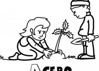 Dibujo infantil de un acebo de Navidad