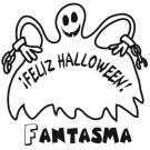 Dibujo infantil de fantasma en Halloween para colorear e imprimir