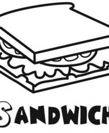 Sandwich para colorear, dibujos de alimentos para pintar con niños