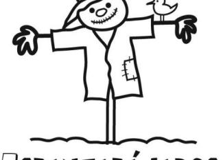 Dibujo de un espantapájaros para imprimir y colorear