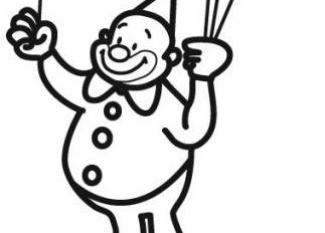 Dibujo de payaso con globos para colorear con los niños