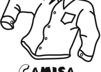 Camisa para colorear con niños. Dibujos de ropa para imprimir y pintar.