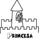 Dibujo para pintar con los niños de una princesa en castillo