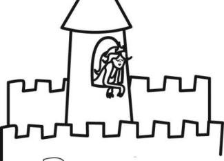 Dibujo para pintar con los niños de una princesa en castillo