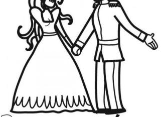 Dibujo de princesa y príncipe para colorear