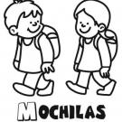 Dibujo para colorear de niños con mochilas yendo al colegio