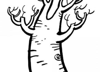 Dibujos para colorear con los niños de un árbol sin hojas en otoño