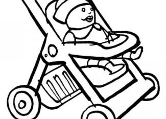 Carrito de muñecas. Dibujos infantiles para colorear