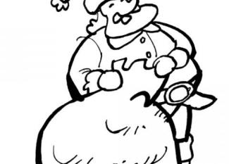 Dibujo de Papá Noel llevando un saco de regalos para los niños