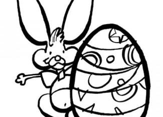 Dibujo para colorear de huevo y conejo de Pascua