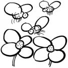 Dibujos infantiles de abejas y flores para imprimir y colorear