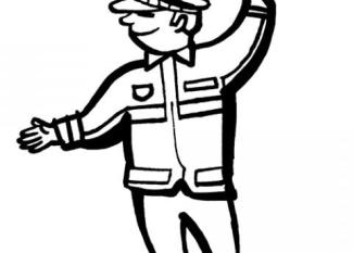 Dibujo en un policía para imprimir y pintar gratis con los niños
