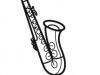 Dibujo de un saxofón, instrumento musical para imprimir y colorear