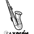 Dibujo de un saxofón, instrumento musical para imprimir y colorear