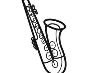 Dibujo de un saxofón, instrumento musical para imprimir y colorear