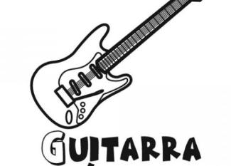 Dibujos gratis de una guitarra eléctrica para pintar con niños
