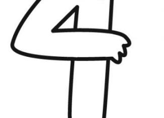 Dibujo para colorear con los niños del número cuatro