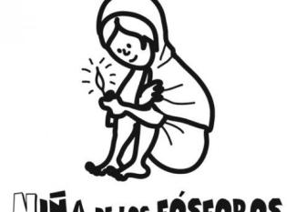 Dibujo de la niña de los fósforos para colorear con los niños