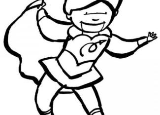 Dibujo de un disfraz de heroína para colorear con los niños