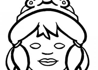 Careta de princesa para colorear con los niños. Dibujos de Carnaval.
