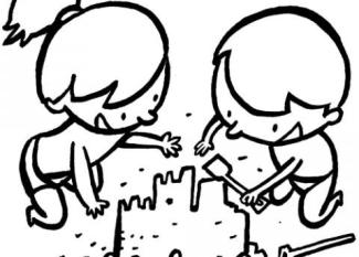 Niños haciendo un castillo de arena