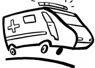 Dibujo de una ambulancia para imprimir y colorear con los niños