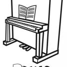 Dibujo para pintar un piano, instrumentos musicales para niños