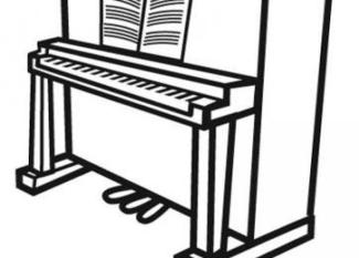 Dibujo para pintar un piano, instrumentos musicales para niños