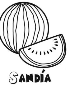 Dibujo de una sandía, frutas para imprimir y colorear con niños