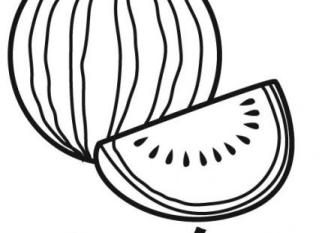 Dibujo de una sandía, frutas para imprimir y colorear con niños
