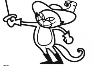 Dibujo para colorear de Gato con Botas. Dibujos de cuentos