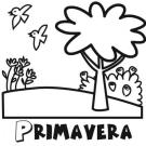 Dibujo para imprimir y colorear de paisaje de primavera