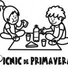 Dibujo gratis para colorear de niños de picnic en primavera