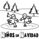 Niños en Navidad. Dibujo para colorear