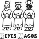 Dibujo para colorear con niños de los Reyes Magos en Navidad